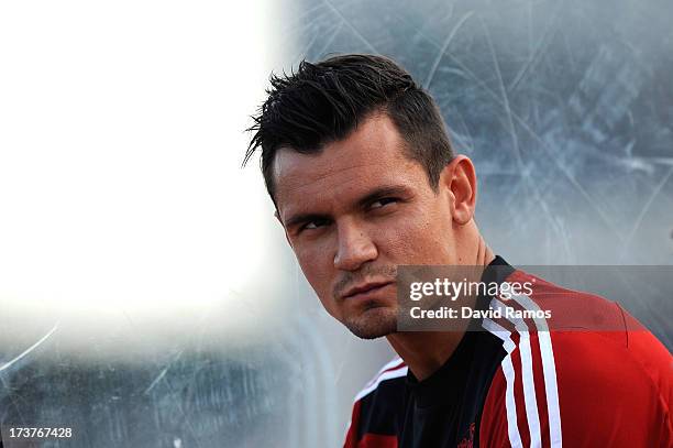 Dejan Lovren of Southampton looks on during a friendly match between Southampton FC and UE Llagostera at the Josep Pla i Arbones Stadium on July 17,...