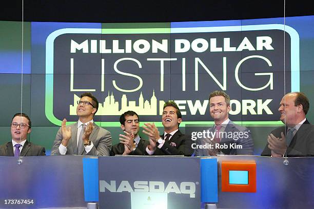 Vice President David Wicks, "Million Dollar Listing" cast members Fredrik Eklund, Luis D. Ortiz and Ryan Serhant and guests celebrate following the...