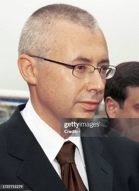 First Deputy Chairman of Russia's embattled independent television and newspaper holding Media-MOST Igor Malashenko speaks with journalists during an...