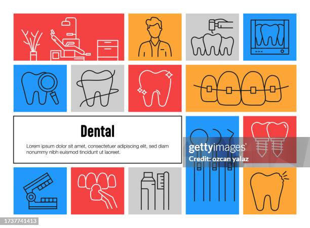 dental related vector banner design concept. global multi-sphere ready-to-use template. web banner, website header, magazine, mobile application etc. modern design. - operating room stock illustrations