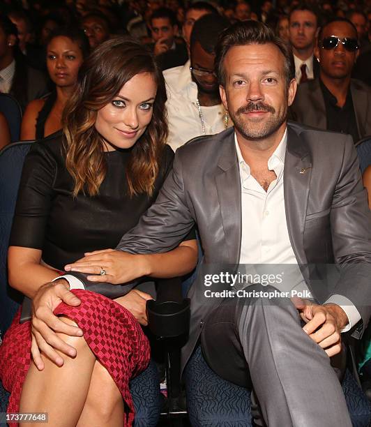 Actors Olivia Wilde and Jason Sudeikis attend The 2013 ESPY Awards at Nokia Theatre L.A. Live on July 17, 2013 in Los Angeles, California.