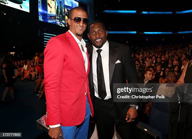 Players Colin Kaepernick and Ray Lewis attends The 2013 ESPY Awards at Nokia Theatre L.A. Live on July 17, 2013 in Los Angeles, California.