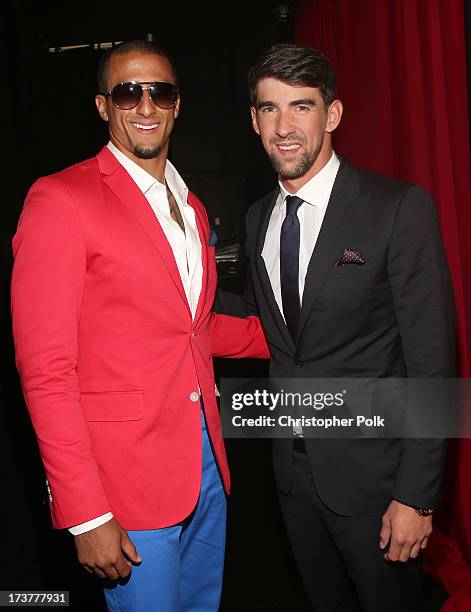 Quarterback Colin Kaepernick and Olympic swimmer Michael Phelps attends The 2013 ESPY Awards at Nokia Theatre L.A. Live on July 17, 2013 in Los...