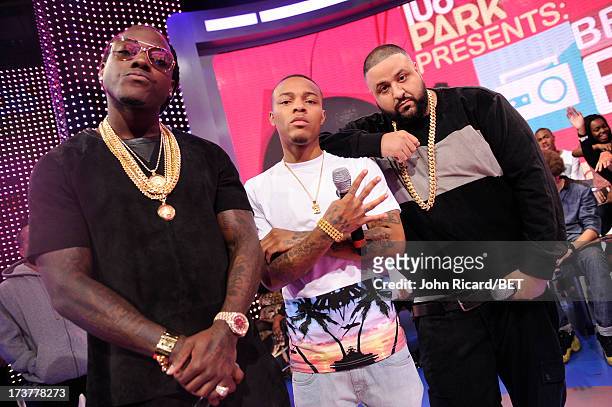 Bow Wow, Ace Hood and DJ Khaled at BET's 106 & Park at BET Studios on July 17, 2013 in New York City.