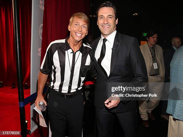 Actors Jack McBrayer and Jon Hamm attend The 2013 ESPY Awards at Nokia Theatre L.A. Live on July 17, 2013 in Los Angeles, California.