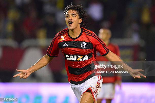 Marcelo Moreno of Flamengo celebrates a scored goal during the match between Flamengo and Asa as part of the Brazil Cup 2013 at the Cidadania Stadium...