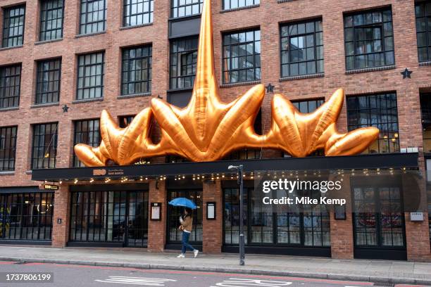 Large gold inflatable artwork outside the Dani Garcia Bibo Spanish restaurant in on 18th October 2023 in London, United Kingdom.