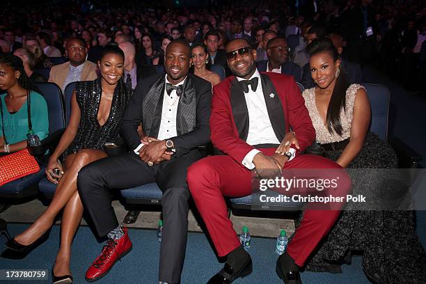 Actress Gabrielle Union, NBA player Dwyane Wade, NBA player LeBron James, and Savannah Brinson attend The 2013 ESPY Awards at Nokia Theatre L.A. Live...