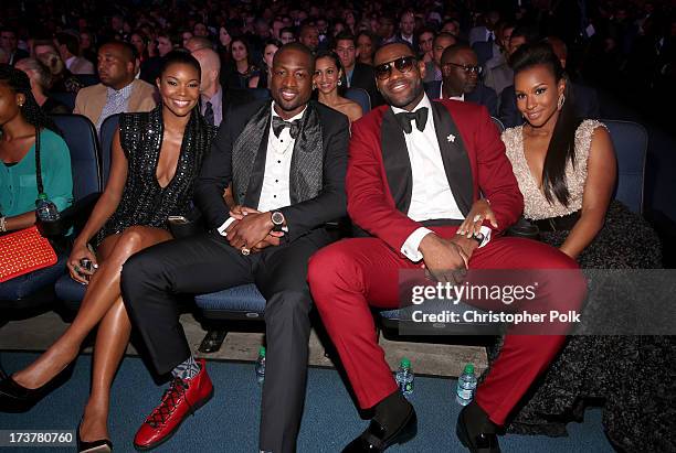 Actress Gabrielle Union, NBA player Dwyane Wade, NBA player LeBron James, and Savannah Brinson attend The 2013 ESPY Awards at Nokia Theatre L.A. Live...