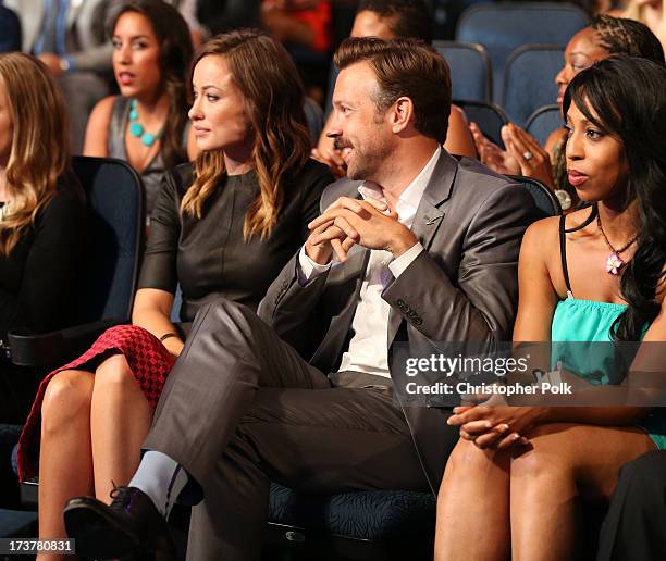 Actors Olivia Wilde and Jason Sudeikis attend The 2013 ESPY Awards at Nokia Theatre L.A. Live on July 17, 2013 in Los Angeles, California.