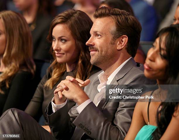 Actors Olivia Wilde and Jason Sudeikis attend The 2013 ESPY Awards at Nokia Theatre L.A. Live on July 17, 2013 in Los Angeles, California.