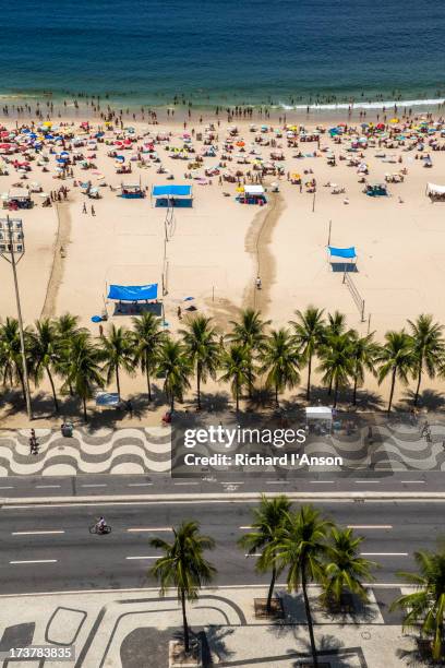 copacabana beach & avenue atlantica - copacabana beach stock pictures, royalty-free photos & images