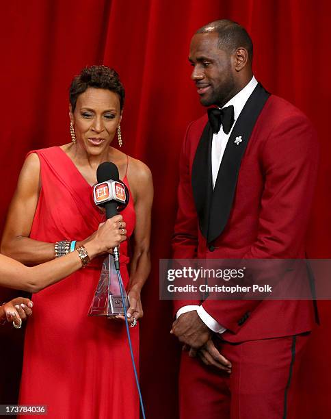 Personality Robin Roberts and NBA player LeBron James backstage at The 2013 ESPY Awards at Nokia Theatre L.A. Live on July 17, 2013 in Los Angeles,...