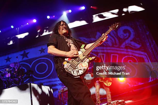 Robby Takac of the Goo Goo Dolls performs onstage at Gibson Amphitheatre on July 17, 2013 in Universal City, California.