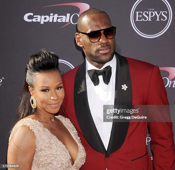 Player LeBron James and Savannah Brinson arrive at the 2013 ESPY Awards at Nokia Theatre L.A. Live on July 17, 2013 in Los Angeles, California.