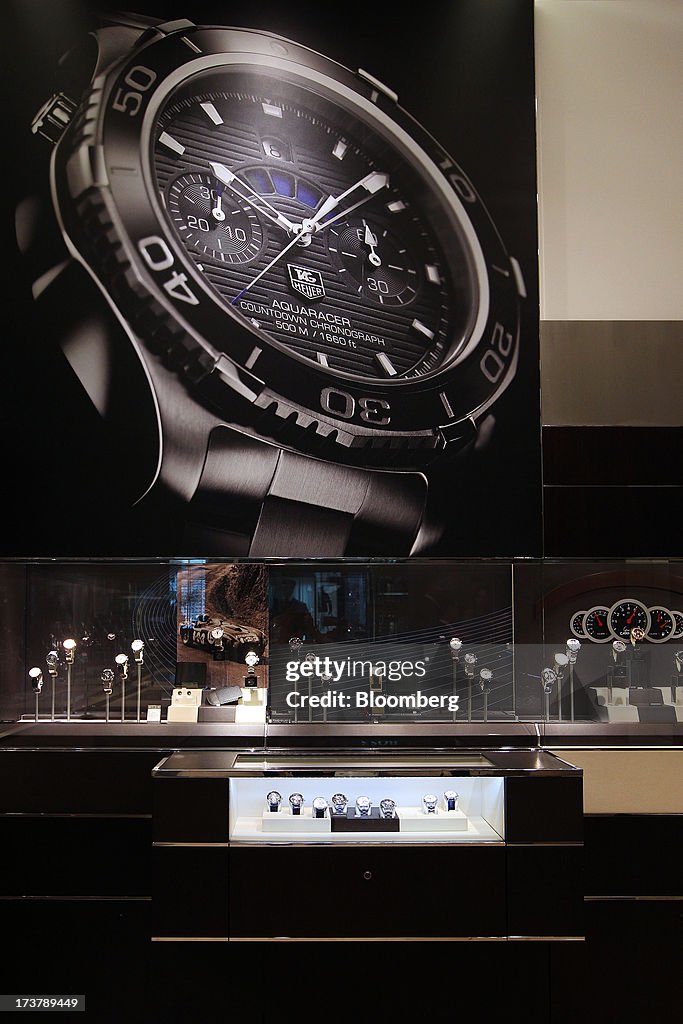 Watches stand on display inside a Tag Heuer store, operated by LVMH News  Photo - Getty Images