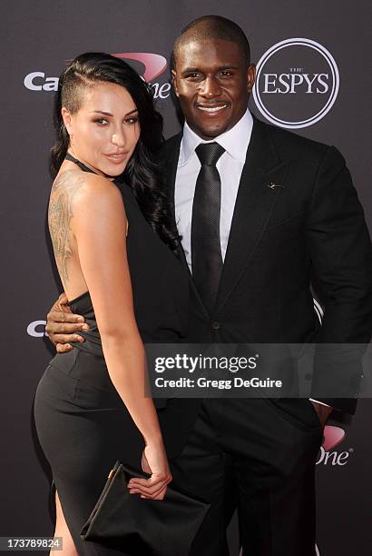 Player Reggie Bush and girlfriend Lilit Avagyan arrive at the 2013 ESPY Awards at Nokia Theatre L.A. Live on July 17, 2013 in Los Angeles, California.