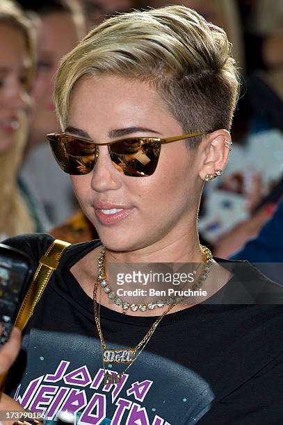 Miley Cyrus sighted at BBC Radio 1 on July 18, 2013 in London, England.