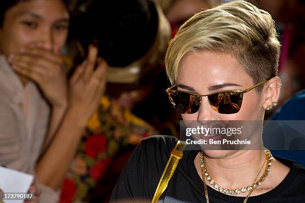 Miley Cyrus sighted at BBC Radio 1 on July 18, 2013 in London, England.