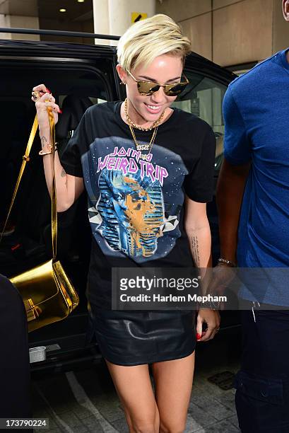 Miley Cyrus seen at BBC Radio One on July 18, 2013 in London, England.