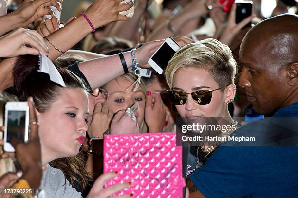 Miley Cyrus seen at BBC Radio One on July 18, 2013 in London, England.