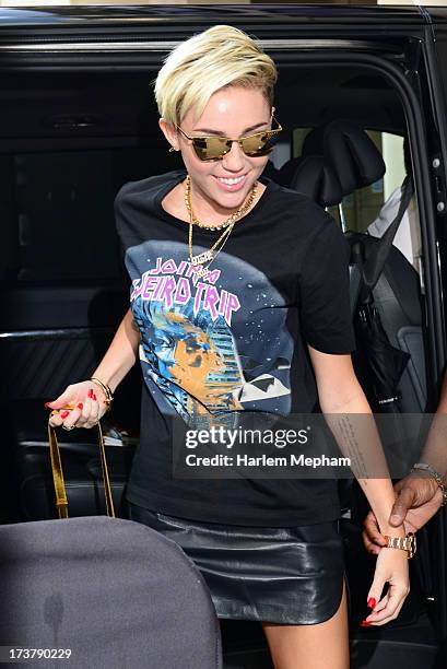 Miley Cyrus seen at BBC Radio One on July 18, 2013 in London, England.