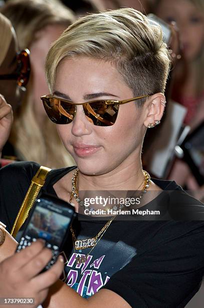 Miley Cyrus seen at BBC Radio One on July 18, 2013 in London, England.