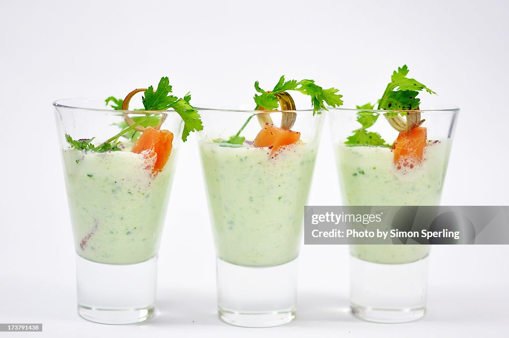 Cucumber yoghurt soup shooters