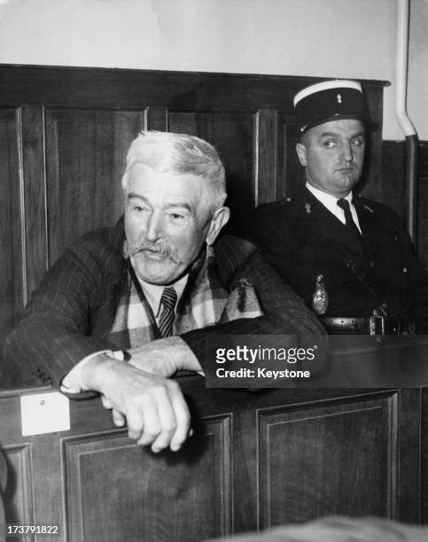 French farmer Gaston Dominici in the dock during his trial for the murders of British biochemist Sir Jack Drummond , his wife Anne and their 10...