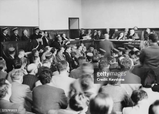 The 4th day of the trial of French farmer Gaston Dominici for the murders of British biochemist Sir Jack Drummond, his wife Anne and their 10...