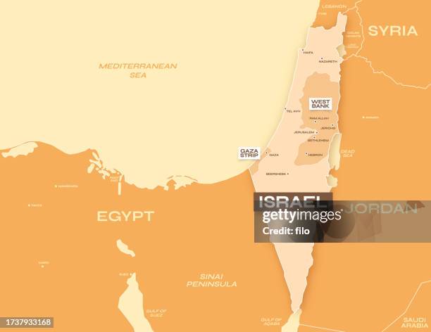 ilustraciones, imágenes clip art, dibujos animados e iconos de stock de mapa de israel - israel palestine conflict