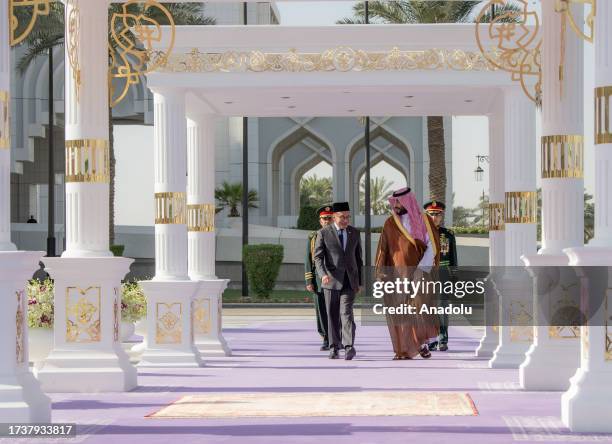 Saudi Arabian Crown Prince Mohammed bin Salman Al Saud receives Prime Minister of Malaysia, Anwar Ibrahim at Al Yamamah Palace in Riyadh, Saudi...