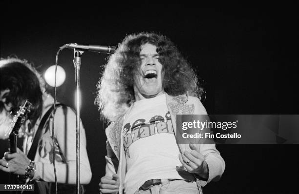 1st OCTOBER: Guitarist Manny Charlton and singer Dan McCafferty from Scottish rock group Nazarerth perform live on stage in Liverpool in October 1973.