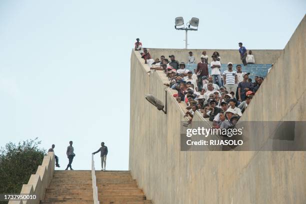 Supporters attend a meeting of the eleven opposition candidates in Antananarivo on October 21, 2023.