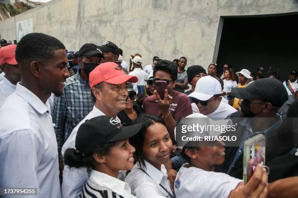 Former Madagascar President and presidential candidate Marc Ravalomanana arrives to attend a meeting of the eleven opposition candidates in...