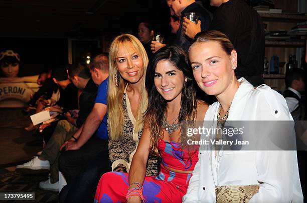 Griselda Lechini, Rachael Russell and Rachel Alpert Giammattei attends Peroni Emerging Designer Series presented by Fashion Group VENUE] on July 17,...