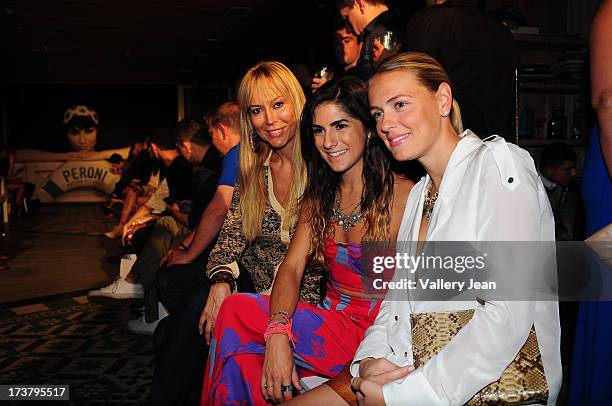 Griselda Lechini, Rachael Russell and Rachel Alpert Giammattei attends Peroni Emerging Designer Series presented by Fashion Group VENUE] on July 17,...