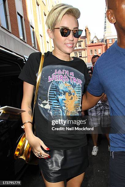 Miley Cyrus seen at KISS FM on July 18, 2013 in London, England.