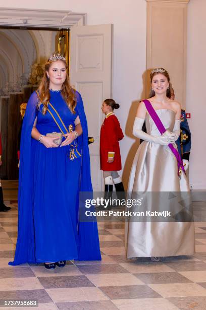 Princess Amalia of The Netherlands and Princess Elisabeth of Belgium attend the gala diner to celebrate the 18th birthday of H.K.H. Prince...