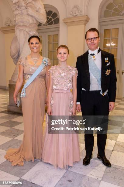 Crown Princess Victoria of Sweden, Princess Estelle of Sweden and Prince Daniel of Sweden attend the gala diner to celebrate the 18th birthday of...