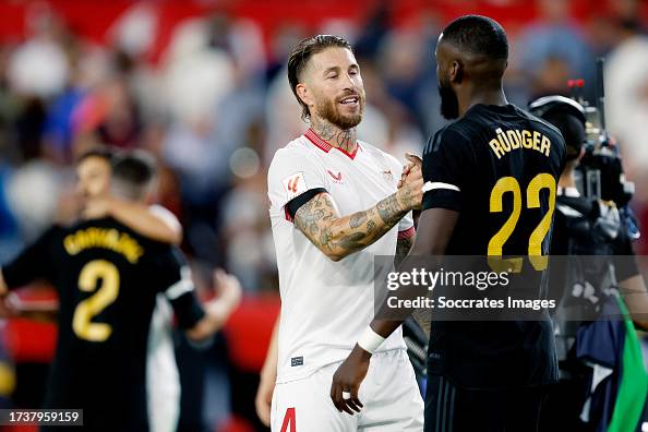 Ramos Rudiger Sergio Ramos of Sevilla FC Antonio Rudiger of Real Madrid during the ...