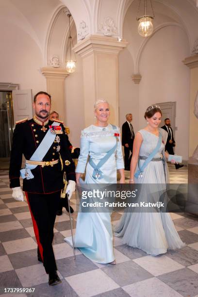 Crown Prince Haakon of Norway, Crown Princess Mette-Marit of Norway and Princess Ingrid Alexandra of Norway attend the gala diner to celebrate the...