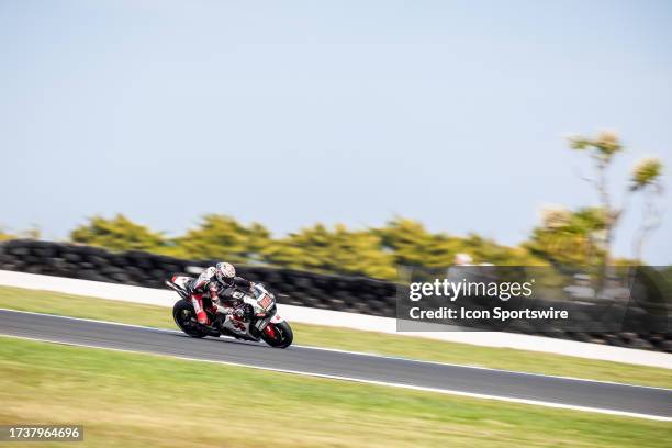 Takaaki NAKAGAMI of Japan on the LCR Honda IDEMITSU HONDA during free practice 2 of Australian MotoGP at the Phillip Island Grand Prix Circuit on...