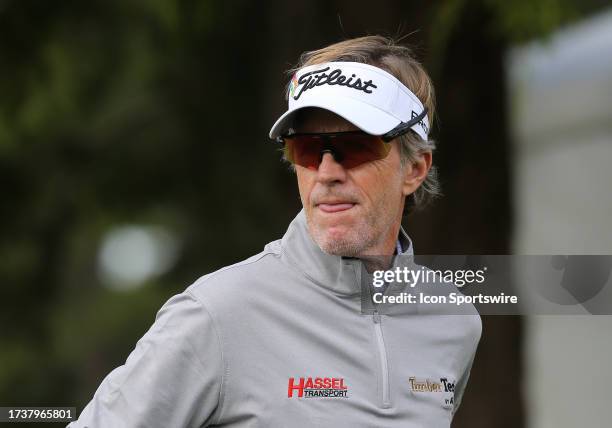 Brett Quigley looks on from the 3rd tee during the second round of the Dominion Energy Charity Classic on October 21 at The Country Club of Virginia...