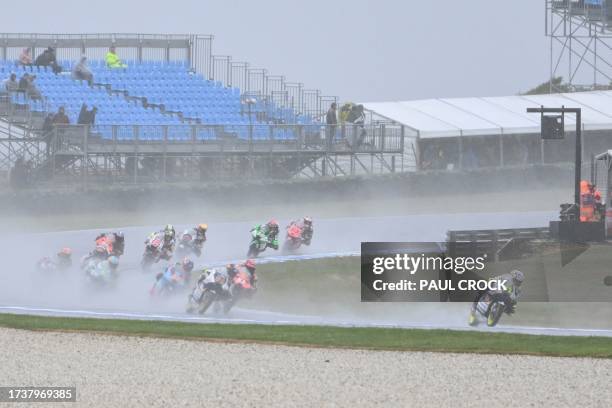 Liqui Moly Husqvarna Intact's Japanese rider Ayumu Sasaki competes in the Moto3 class race of the MotoGP Australian Grand Prix in Phillip Island on...