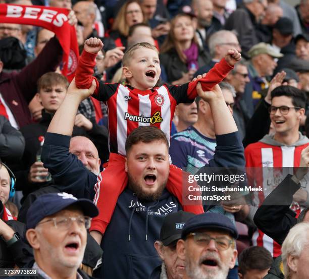 Brentford fans enjoy the pre-match atmosphere during the Premier League match between Brentford FC and Burnley FC at Gtech Community Stadium on...