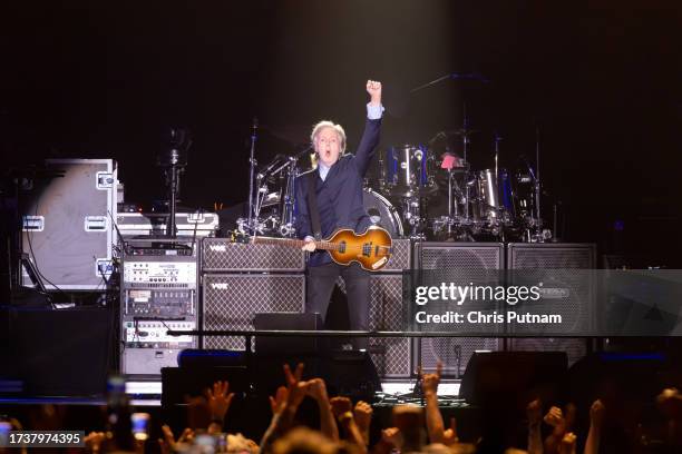 Paul McCartney performs during the "Got Back" Tour at Marvel Stadium.