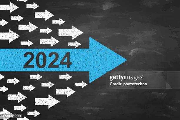 2024 new year leadership concepts on blackboard background - new year resolution stock illustrations