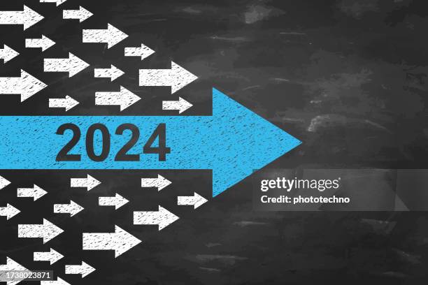 2024 new year leadership concepts on blackboard background - hope stock illustrations