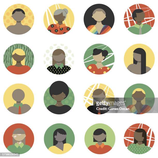 set von avataren - kwanzaa | juneteenth | black history month - menschen profil bild illustration - kwanzaa stock-grafiken, -clipart, -cartoons und -symbole